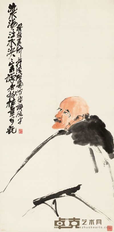 潘天寿 1923年作 寂禅 立轴 135.5×66.6cm
