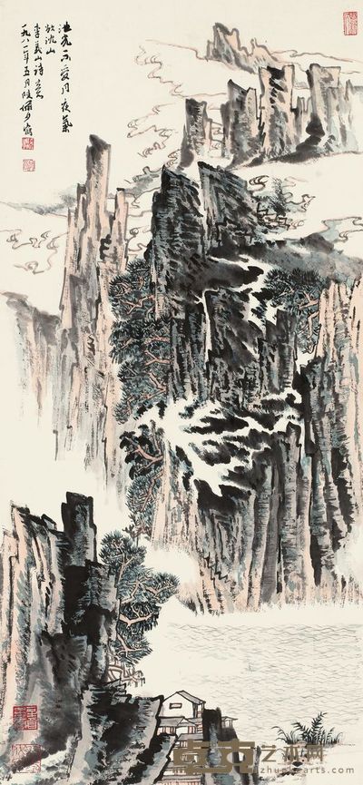 陆俨少 1981年作 李义山诗意图 立轴 96×44cm
