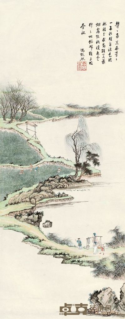 冯超然 饷耕图 立轴 87.5×34.5cm