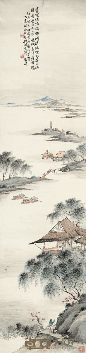 钱松嵒 1935年作 淡沱烟光 立轴 130×32cm