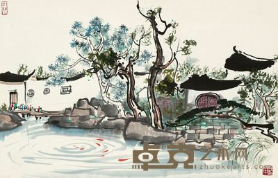 吴冠中 园林春深 立轴 44×68cm