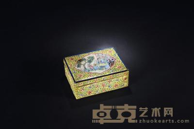 民国 铜胎珐琅彩人物盖盒 11×15cm