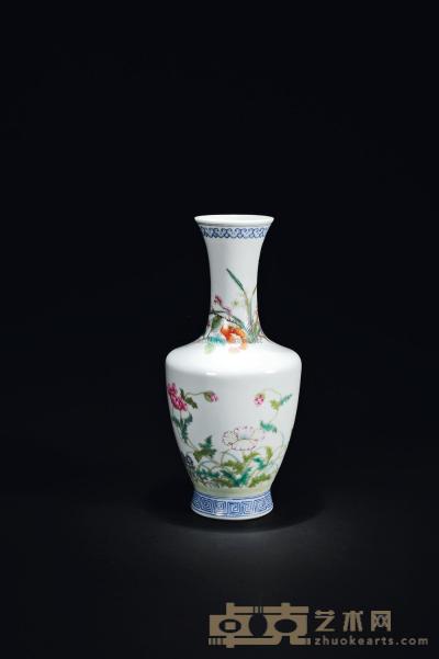 民国 粉彩花卉瓶 高23.5cm