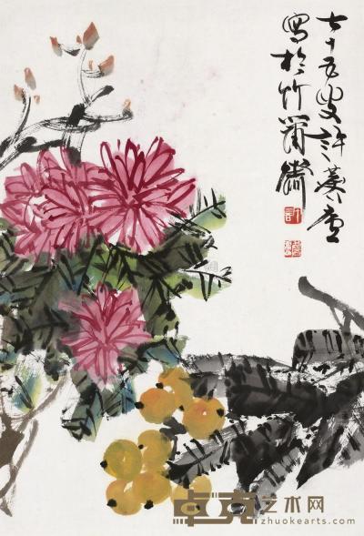 许麟庐 花卉 立轴 67×45cm
