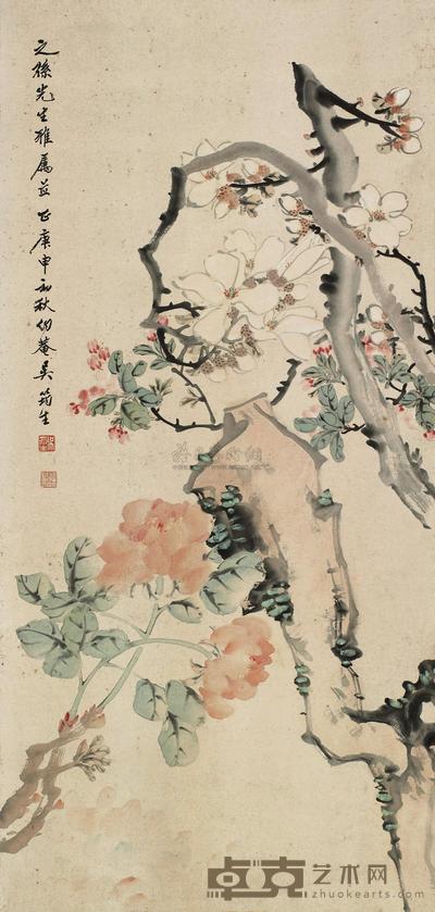 吴筠生 花卉 立轴 109×51cm