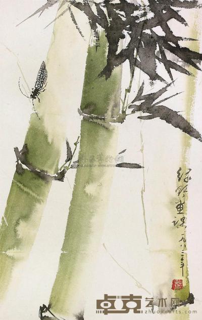 叶绿野 竹 镜片 54×34cm