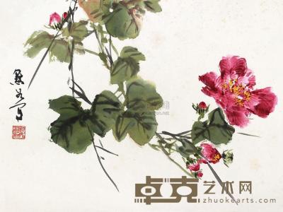金默如 花卉 镜片 33.6×44.8cm