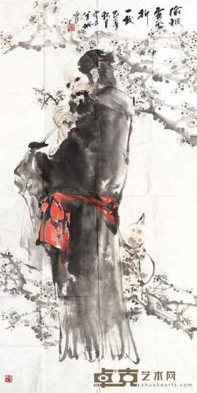 林峥明 梅花老人 镜片 137×69cm