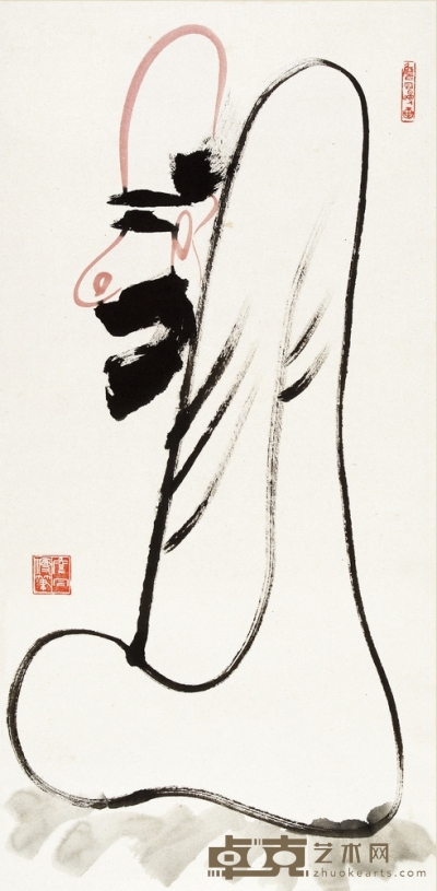 詹 同（1932-1995） 达摩面壁图 66.5×33cm