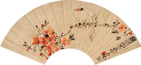 陈子庄 花鸟 扇片