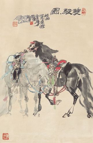许勇 双骏图 立轴