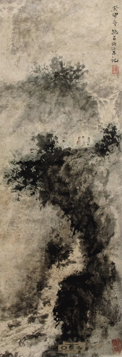 傅抱石 山水人物 立轴 66×22