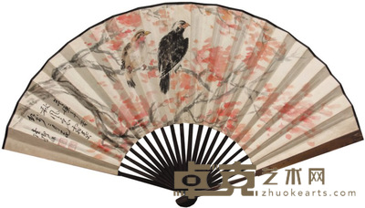 陆抑非 花鸟 成扇 