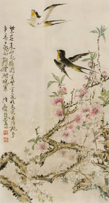 陆抑非 花鸟 镜片