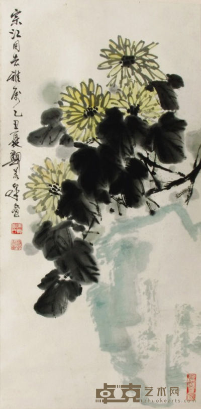 郑若泉 菊石图 立轴 67×33