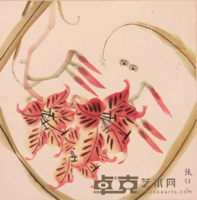 张汀 《花卉》 片 68.4×67.3cm