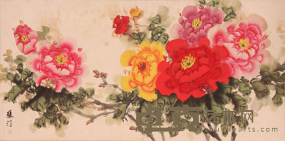 张汀 《花卉》 片 99.7×49cm