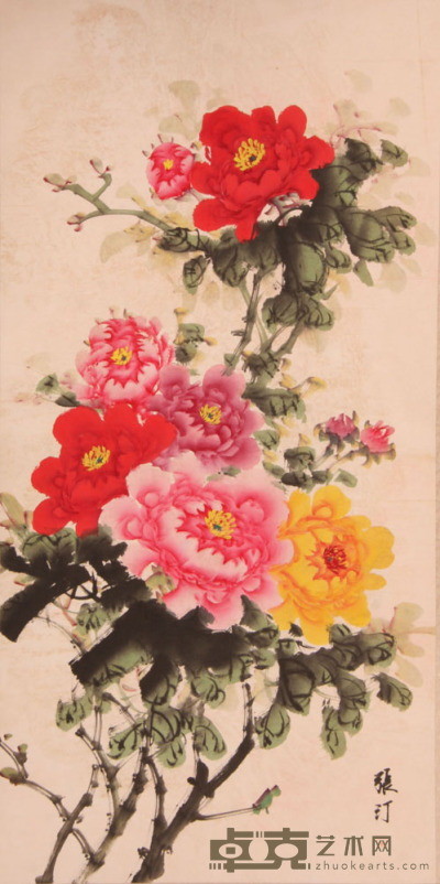 张汀 《花卉》 片 99.7×49cm