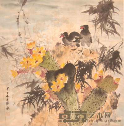 清 恽冰《花卉》片 69.2×68.7cm