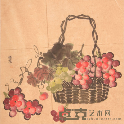 清 高菕《葡萄》片 68.5×68.5cm