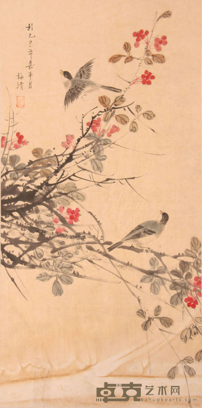 梅清《花卉》片 97×49.5cm