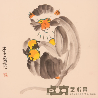 李燕《猴》片 49.5×49.5cm