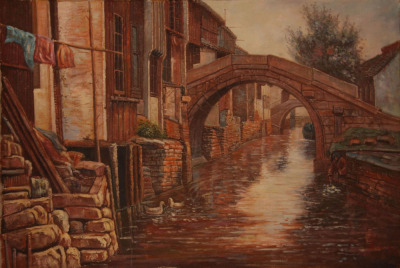 《拱桥》油画