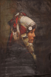 张立《少数民族姑娘》油画