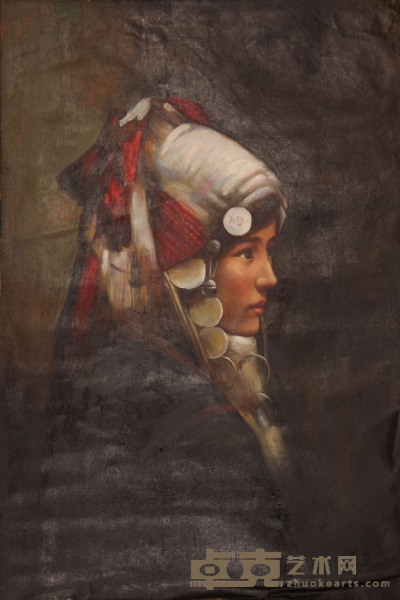 张立《少数民族姑娘》油画 93×62cm