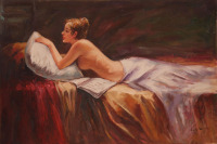 《卧女》油画