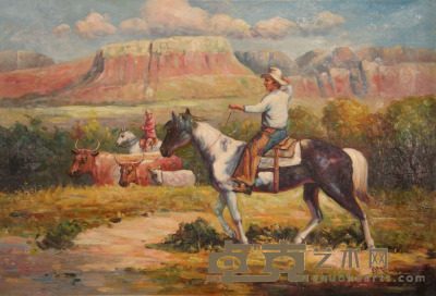 《牛仔》油画 93×62cm