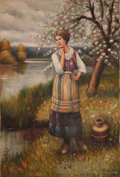 《湖畔》油画 93×62c