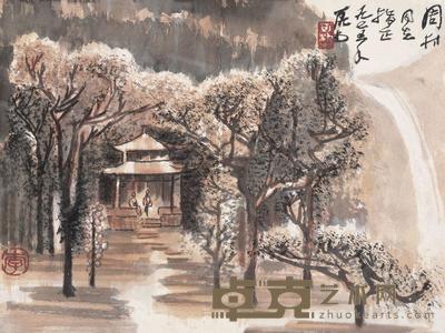 李可染 1975年作 爱晚亭 镜片 37.5×45cm