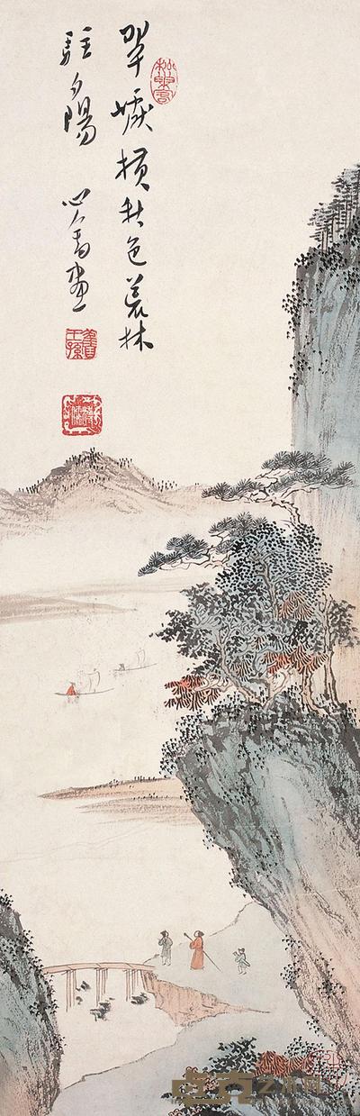 溥心畬 山水 镜片 49.5×16.5cm
