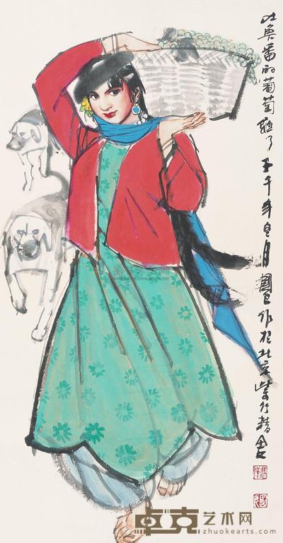 史国良 2002年作 吐鲁蕃的葡萄熟了 镜片 97×49.5cm