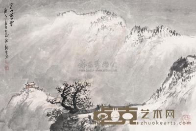 魏紫熙 1960年作 寒山暮雪 镜片 65×48cm