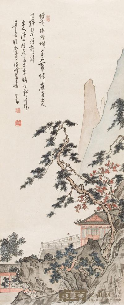 溥心畬 山水 立轴 89.5×36cm