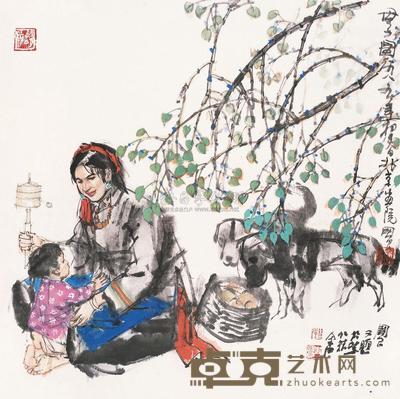 史国良 1989年作 母子图 镜片 68×68cm