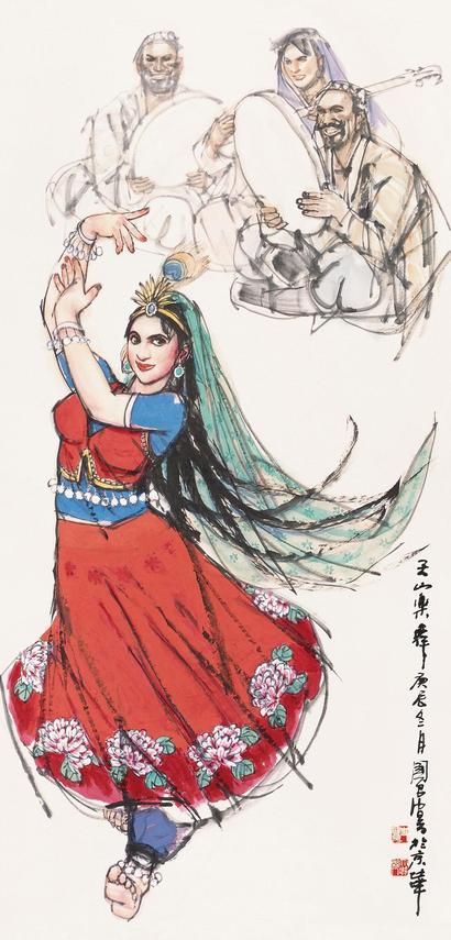 史国良 2000年作 天山乐舞 立轴