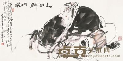 王西京 1986年作 太白醉吟图 镜片 65.5×130cm