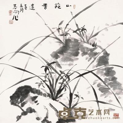 霍春阳 1989年作 山葩香远 镜片 67×69cm