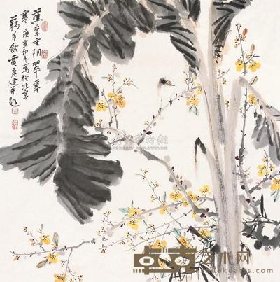 贾广健 2010年作 蕉叶垂阴翠暮寒 镜片 68×68cm