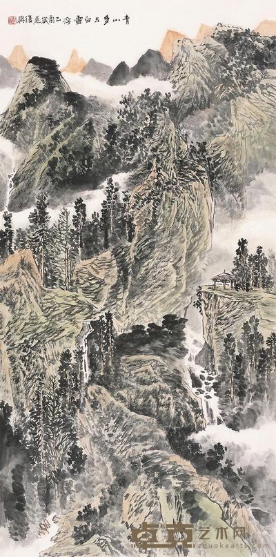 张复兴 2005年作 青山多与白云浮 镜片 138×68cm