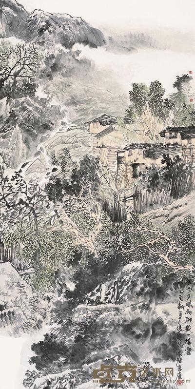 张复兴 2005年作 桂山多风雨 镜片 138×68cm