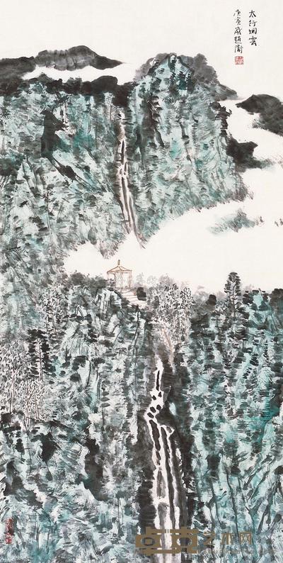 赵卫 2010年作 太行烟云 镜片 137×68cm
