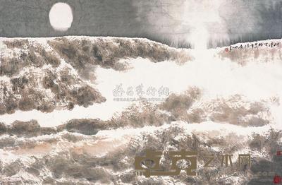 白庚延 1994年作 河汉无极 镜片 67×101cm