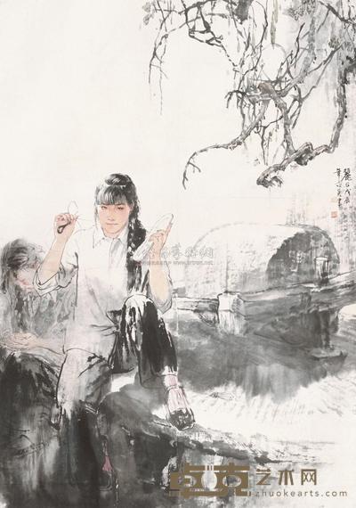 何家英 1988年作 人物 立轴 137×193cm