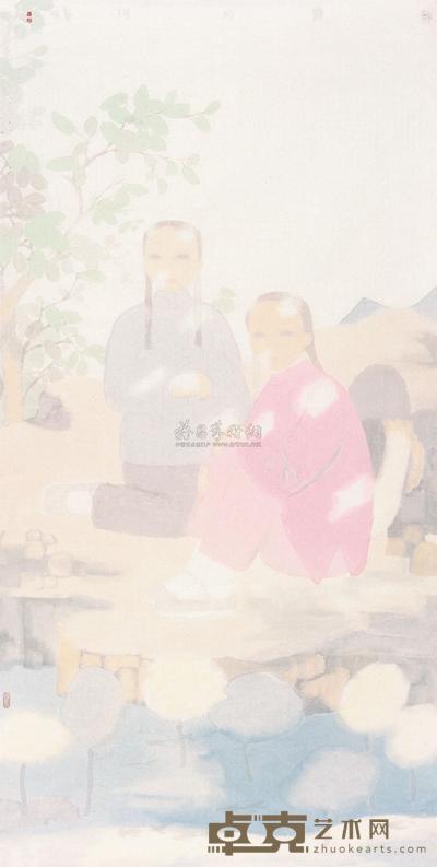 田黎明 静静的河 镜片 136×68cm