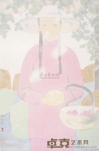 田黎明 村姑 镜片 70×46cm