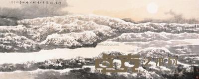 白庚延 2001年作 河汉鸿蒙 镜片 144×366cm
